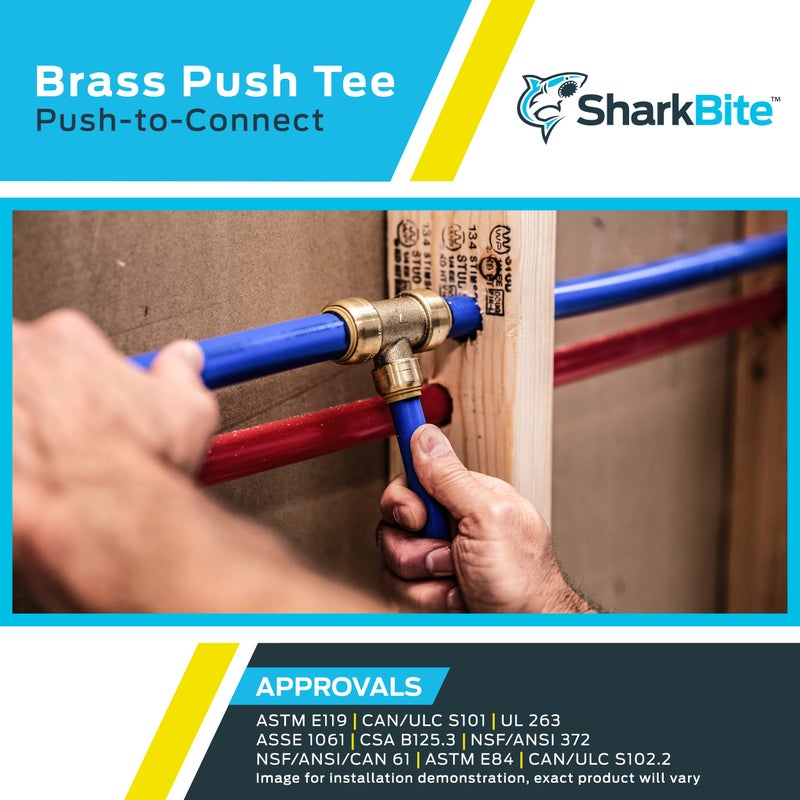 SharkBite 1-1/4 Inch Tee, Push to Connect Brass Plumbing Fitting, PEX Pipe, Copper, CPVC, PE-RT, HDPE, UXL0835 - Image 5